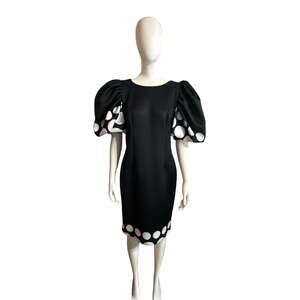 EY Boutique Obsessed with Dots Puff Sleeve Sheath Dress
